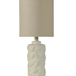 Table Lamps-Kirkland's Home Hand Carved White Seashell Table Lamp Gray