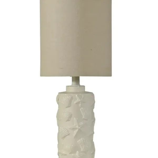 Table Lamps-Kirkland's Home Hand Carved White Seashell Table Lamp Gray