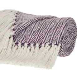 Blankets & Throws-Kirkland's Home Hand Loomed Herringbone Throw Purple