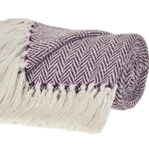 Blankets & Throws-Kirkland's Home Hand Loomed Herringbone Throw Purple