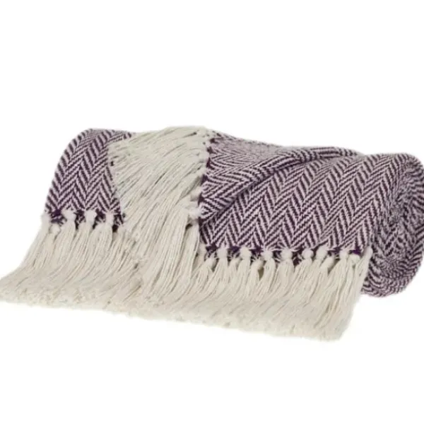 Blankets & Throws-Kirkland's Home Hand Loomed Herringbone Throw Purple