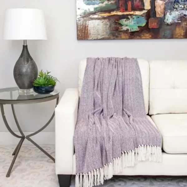 Blankets & Throws-Kirkland's Home Hand Loomed Herringbone Throw Purple