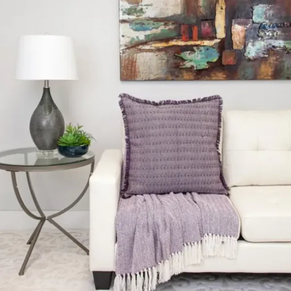 Blankets & Throws-Kirkland's Home Hand Loomed Herringbone Throw Purple