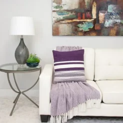 Blankets & Throws-Kirkland's Home Hand Loomed Herringbone Throw Purple