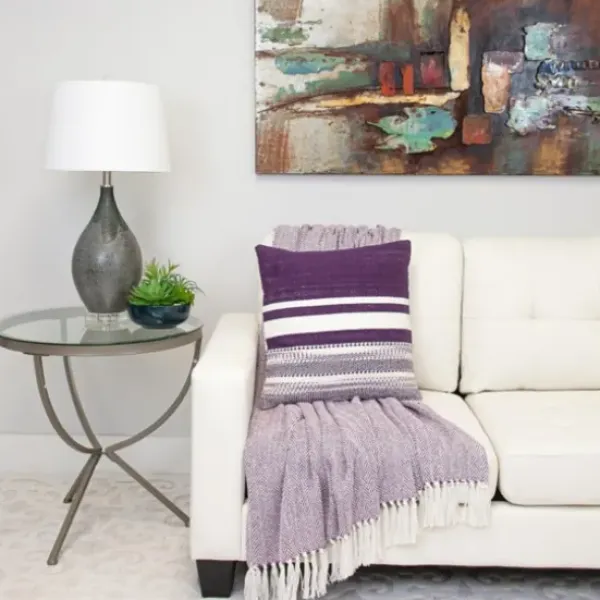 Blankets & Throws-Kirkland's Home Hand Loomed Herringbone Throw Purple