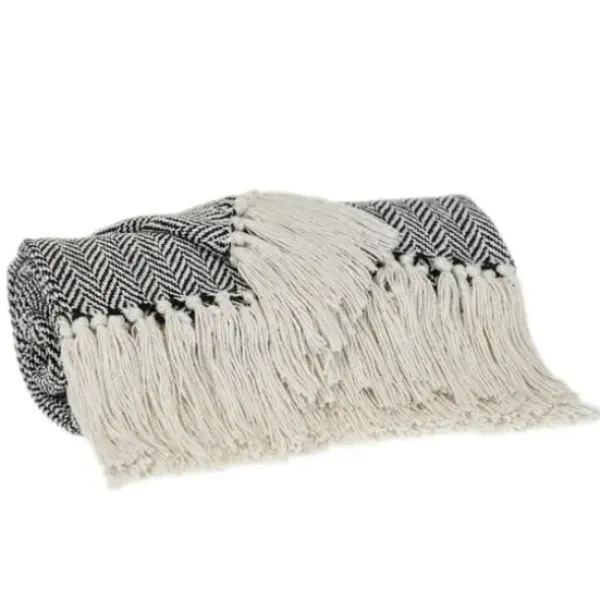 Blankets & Throws-Kirkland's Home Hand Loomed Herringbone Throw Black