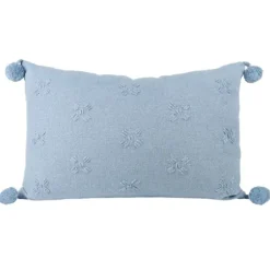 Pillows-Kirkland's Home Hand Stitched Floral Lumbar Pillow Blue
