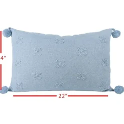 Pillows-Kirkland's Home Hand Stitched Floral Lumbar Pillow Blue