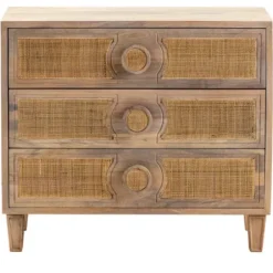 Dressers & Chests-Kirkland's Home Hand Woven Cane 3-Drawer Wood Chest