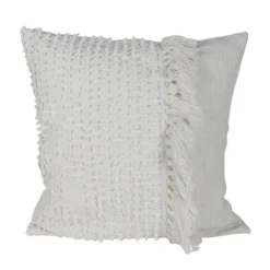 Pillows-Kirkland's Home Hand Woven Pulled Knot Pillow White