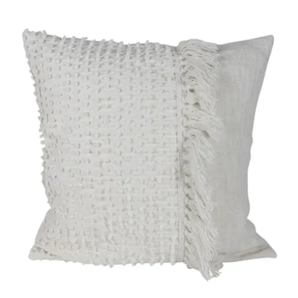 Pillows-Kirkland's Home Hand Woven Pulled Knot Pillow White