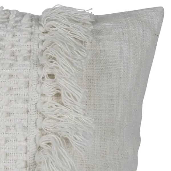 Pillows-Kirkland's Home Hand Woven Pulled Knot Pillow White