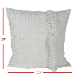 Pillows-Kirkland's Home Hand Woven Pulled Knot Pillow White