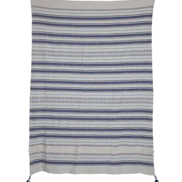 Blankets & Throws-Kirkland's Home Hand Woven Striped Throw Blanket Blue