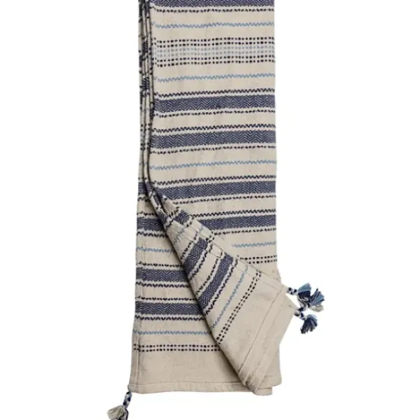 Blankets & Throws-Kirkland's Home Hand Woven Striped Throw Blanket Blue