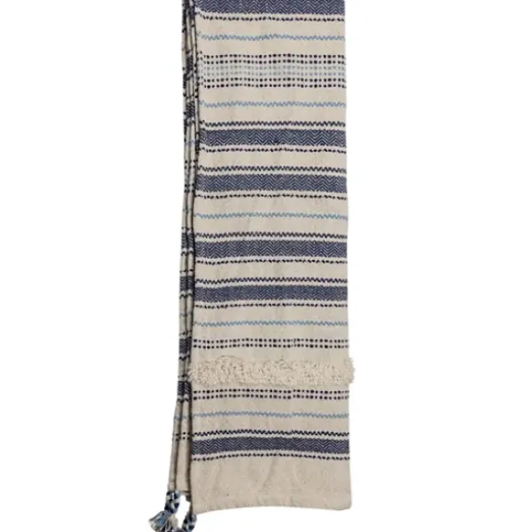 Blankets & Throws-Kirkland's Home Hand Woven Striped Throw Blanket Blue