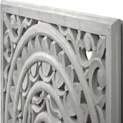 Wall Plaques-Kirkland's Home Handcarved Floral Medallion Wood Wall Plaque Gray