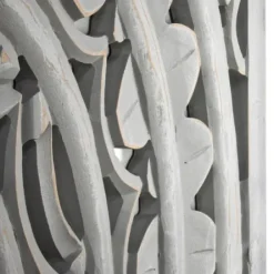 Wall Plaques-Kirkland's Home Handcarved Floral Medallion Wood Wall Plaque Gray