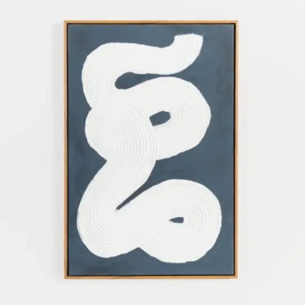 Framed Art-Kirkland's Home Handpainted Abstract Framed Art Print Blue/White