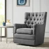 Accent Chairs-Kirkland's Home Hand-Tufted Swivel Glider Accent Chair Gray