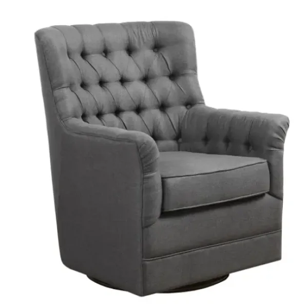 Accent Chairs-Kirkland's Home Hand-Tufted Swivel Glider Accent Chair Gray