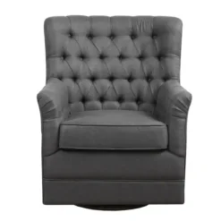 Accent Chairs-Kirkland's Home Hand-Tufted Swivel Glider Accent Chair Gray