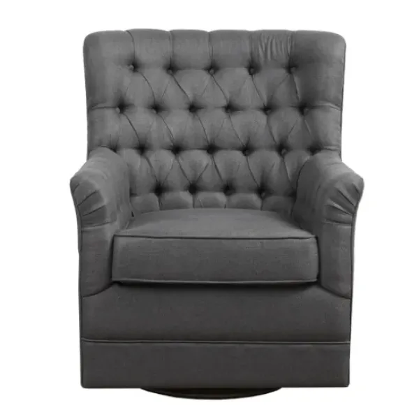 Accent Chairs-Kirkland's Home Hand-Tufted Swivel Glider Accent Chair Gray