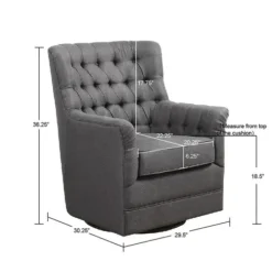 Accent Chairs-Kirkland's Home Hand-Tufted Swivel Glider Accent Chair Gray
