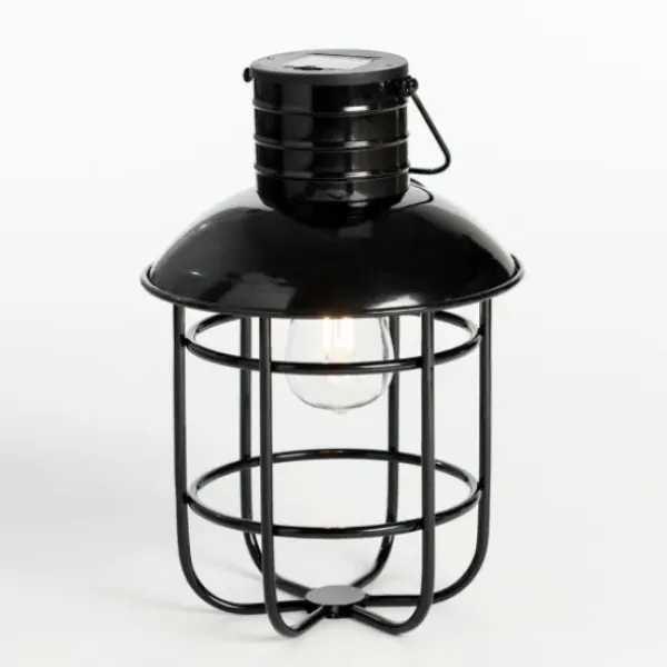 Outdoor Lighting-Kirkland's Home Hanging Cage Solar Powered Lantern Black