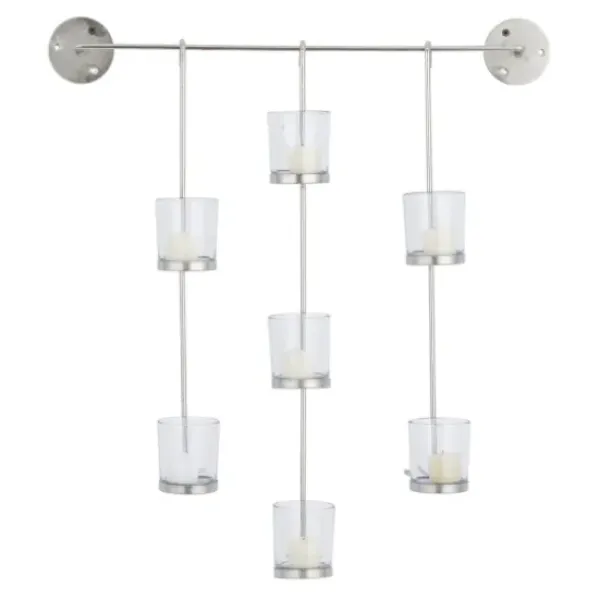 Sconces-Kirkland's Home Hanging Glass Votive Wall Plaque Silver