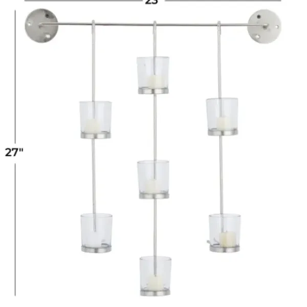 Sconces-Kirkland's Home Hanging Glass Votive Wall Plaque Silver