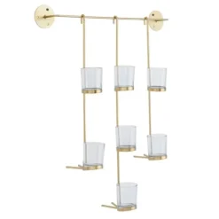 Sconces-Kirkland's Home Hanging Glass Votive Wall Plaque Gold