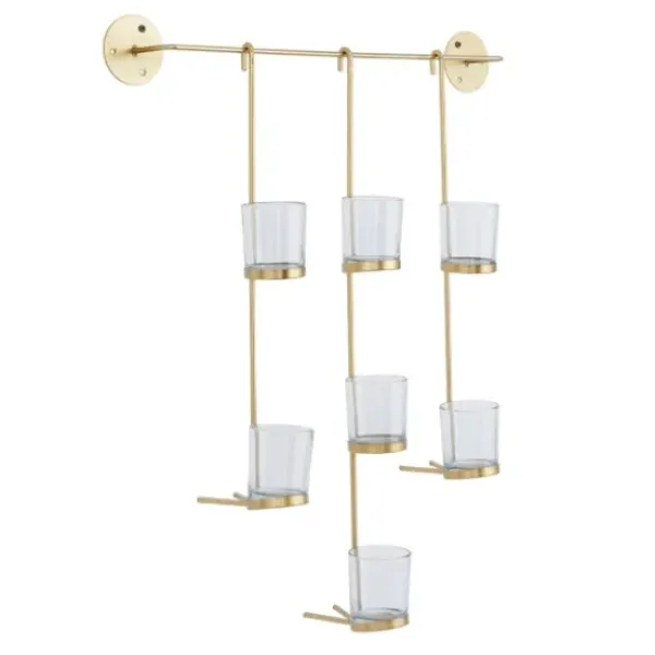 Sconces-Kirkland's Home Hanging Glass Votive Wall Plaque Gold