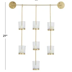 Sconces-Kirkland's Home Hanging Glass Votive Wall Plaque Gold