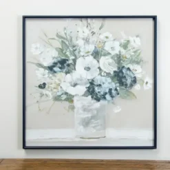 Framed Art-Kirkland's Home Happy Bouquet Framed Canvas Art Print Blue