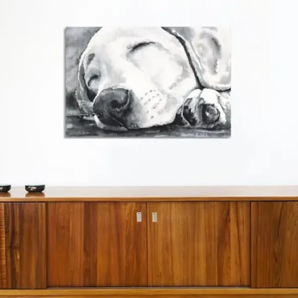 Canvas Art-Kirkland's Home Happy Dreams Dog Giclee Canvas Art Print, 40X26 Gray