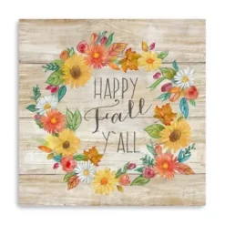 Wall Quotes & Signs-Kirkland's Home Happy Fall Y'All Wreath Giclee Canvas Art Print Tan/Multi