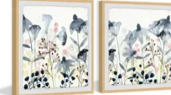 Framed Art-Kirkland's Home Happy Garden Diptych Framed Art Prints, Set Of 2 Blue/Red/Green