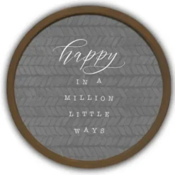 Wall Quotes & Signs-Kirkland's Home Happy In A Million Ways Round Framed Plaque Brown