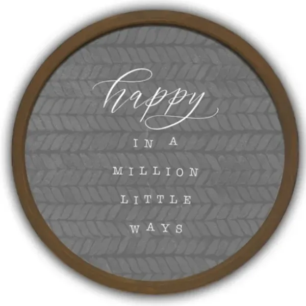 Wall Quotes & Signs-Kirkland's Home Happy In A Million Ways Round Framed Plaque Brown