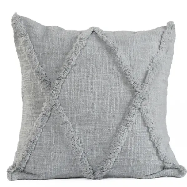 Pillows-Kirkland's Home Harbor Tufted Diamond Pillow, 18 In. Gray