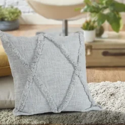 Pillows-Kirkland's Home Harbor Tufted Diamond Pillow, 18 In. Gray