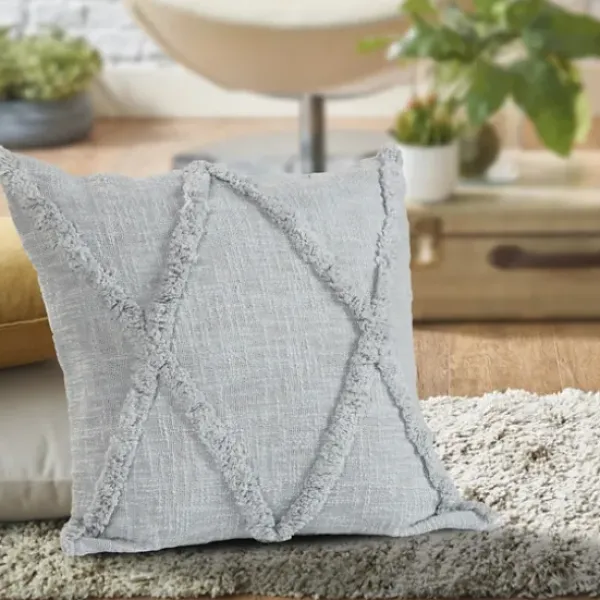 Pillows-Kirkland's Home Harbor Tufted Diamond Pillow, 18 In. Gray