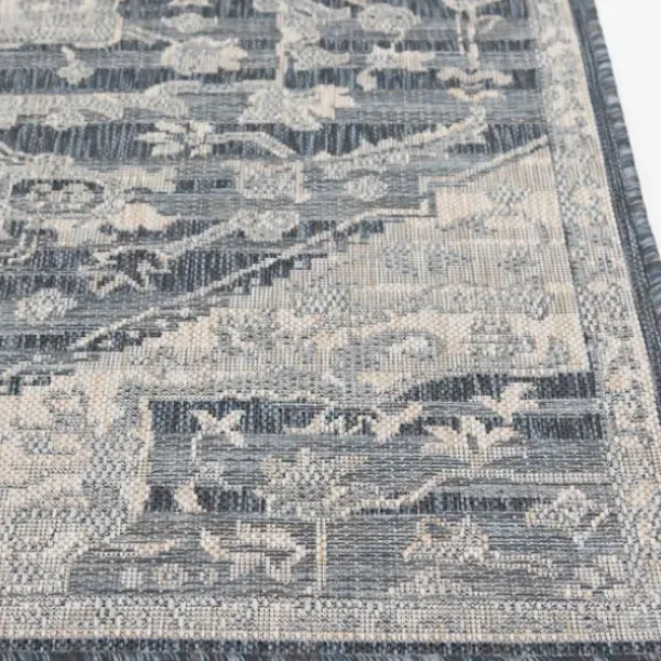 Outdoor Rugs-Kirkland's Home Harris Botanical Outdoor Rug, 7X9 Black