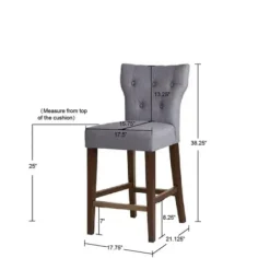 Bar Stools & Counter Height Stools-Kirkland's Home Harrison Tufted Counter Stool Gray