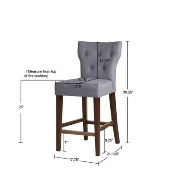 Bar Stools & Counter Height Stools-Kirkland's Home Harrison Tufted Counter Stool Gray