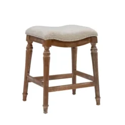 Bar Stools & Counter Height Stools-Kirkland's Home Hazelnut Upholstered Curved Seat Counter Stool Gray