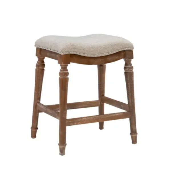 Bar Stools & Counter Height Stools-Kirkland's Home Hazelnut Upholstered Curved Seat Counter Stool Gray
