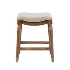 Bar Stools & Counter Height Stools-Kirkland's Home Hazelnut Upholstered Curved Seat Counter Stool Gray