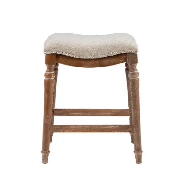 Bar Stools & Counter Height Stools-Kirkland's Home Hazelnut Upholstered Curved Seat Counter Stool Gray
